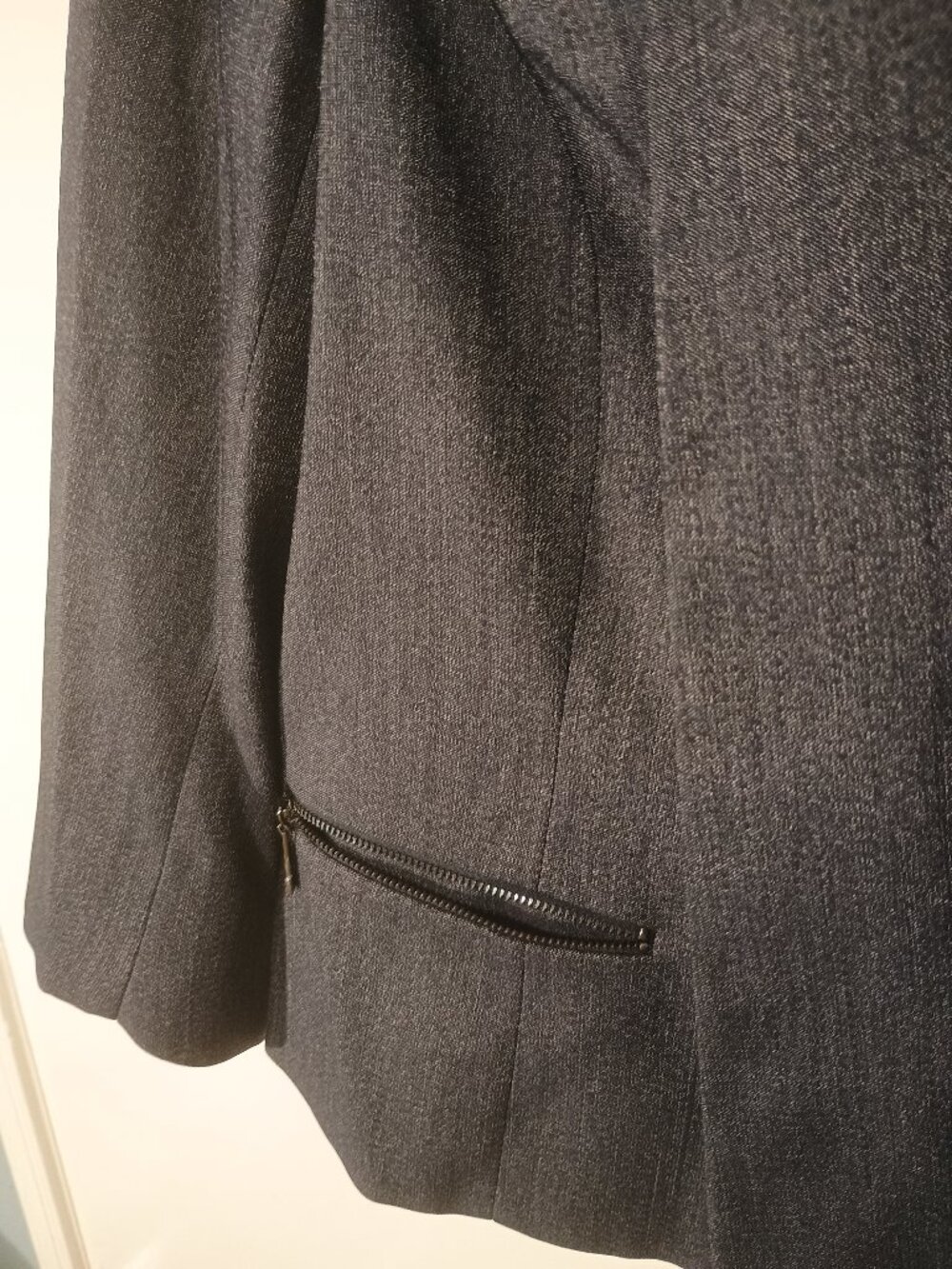Black Label by Evan-Picone Size 18 Charcoal Gray Open Front Blazer Zip Pockets - Picture 6 of 6